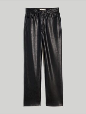 Madewell Black Faux Leather Straight Pants High Rise 27 Tall